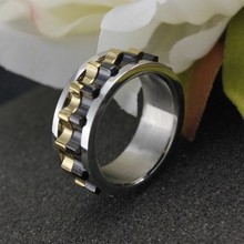 Moveable Gear Ring 316 Stainless Steel Ring Top Quality Titanium Ring Wholesale Jewelry Supplier Free Shipping
