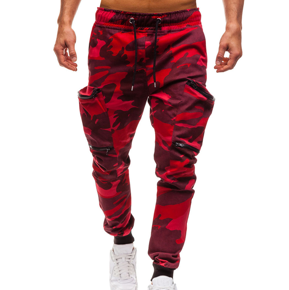 red and black camo joggers