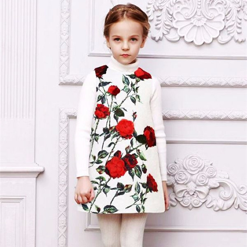 Girls Dresses Spring/Autumn Brand Rose Flower Princess Dress for Girls Clothes Toddler Clothing Children Dresses Kids Clothes
