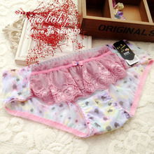 2015 Korean Sweet Lolita Lace Underwear Panties Bow Low-waist 15 Colors Lolita Briefs for Women and Girl Y136
