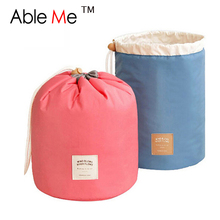2016 New Makeup Organizer Storage Box Barrel Shaped Travel Organizer Big Capacity Drawstring Bags Necessaire Women Cosmetic Bag