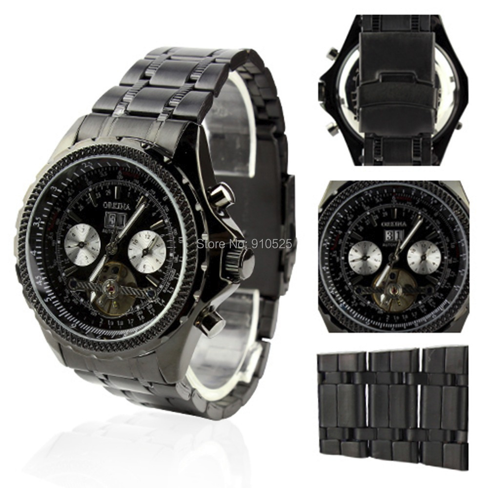 Orkina Black 6 Hands Chronograph Dial Mechanical Black Color Wrist Watch | ORK0041