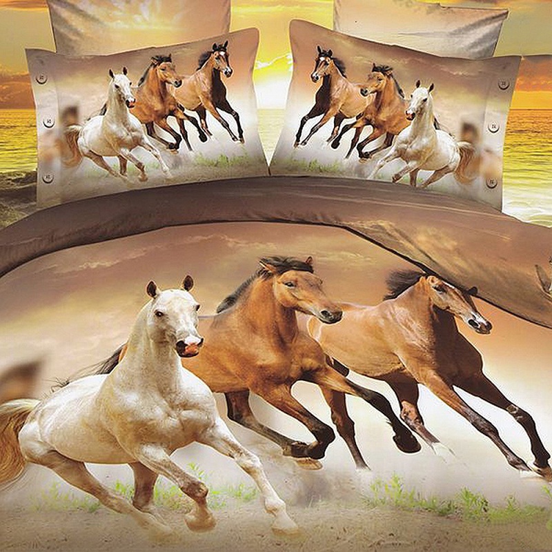 European Style Galloping Horse Reactive Print 4 Piece Bedding Set 3D Bedding Sets Hot Sale Style