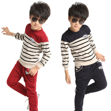 Children’s clothing child spring stripe set 2016 male female child casual denim outerwear spring and autumn