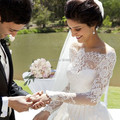 Oumeiya ORD5 Satin A line Boat Neck Long Sleeve Lace Wedding Dresses China 2016 Real Pictures