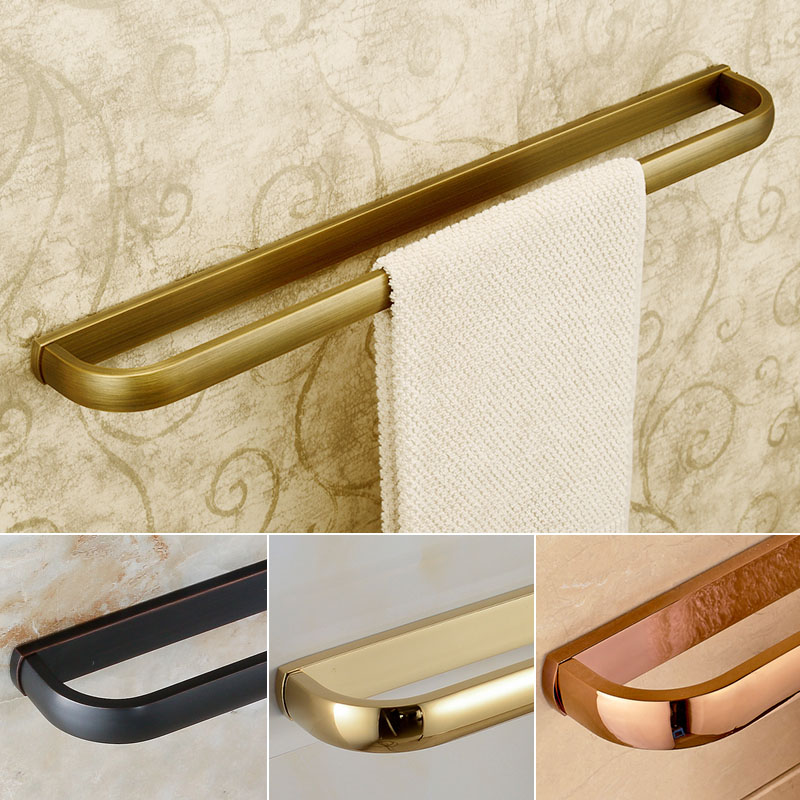 Antique Brass Golden Towel Bar 57.5cm Bathroom Towel Rail Holder Wall Mounted Single Rod