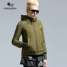 Foxqueen 2016 Spring Jacket Women Winter Coat Women Warm hooded Outwear Thin Padded Cotton Jacket Short Coat Womens Clothing