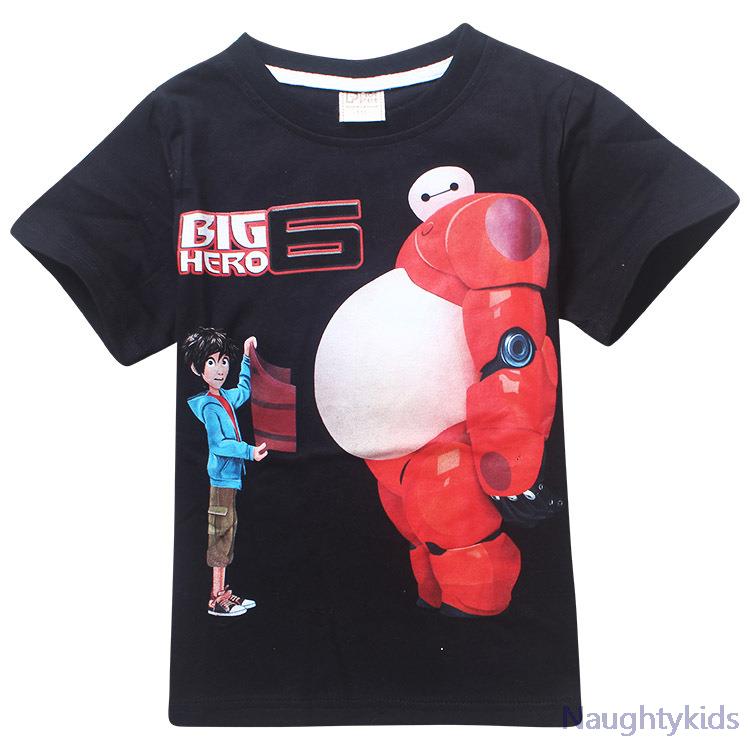 2015 hot sale boy t shirt baymax shirt big hero 6 black blue summer shirt boy
