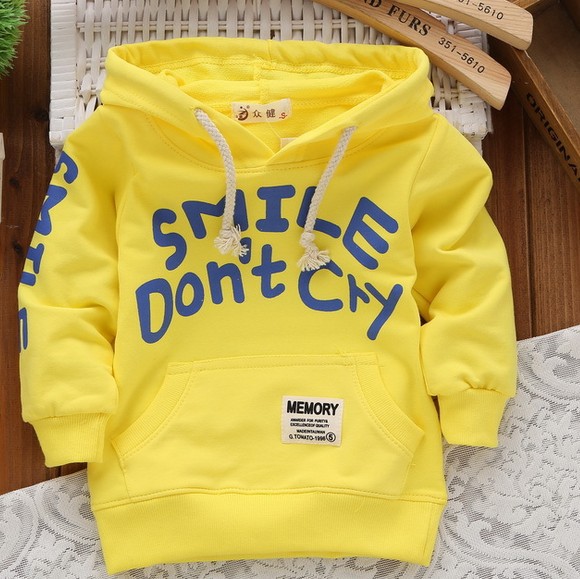 Fashion Moleton Infantil 2015 Autumn Cotton Boys Girls Hoodies Sweatshirts Printing Letters Sudaderas Kids Sweatshirt 4