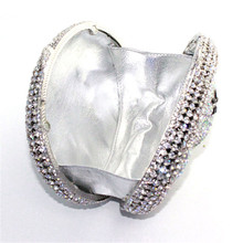 Free shipping USPS Luxurious skull shape crystal bag diamond glitter sparkle woman clutch handbag bridal wedding