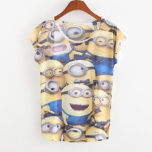 2016 Hot Sales Women T shirt Summer Style Short Sleeve Loose Casual Tops Minions Printing T-Shirt Women Tees Clothing