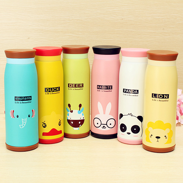 New Arrival 500ml Colourful Cute Cartoon Animal Kid Vacuum Flasks Thermoses Insulated Mug Milk Water Tea