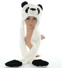 New Fashion Cute Plush White Panda Animal Hat with Paws for Teenagers Winter Hats Free Shipping