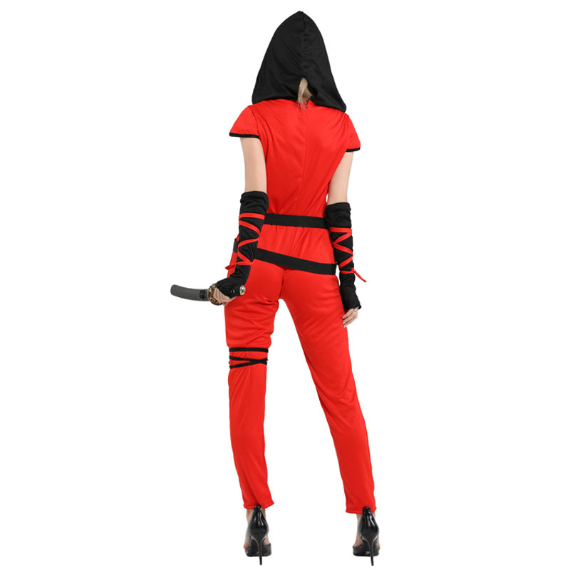 Red Ninja Assassin Catsuit Adult Womens Costume 