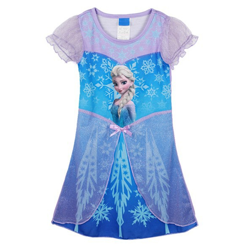 LittleSpring 1PCS anna elsa Summer Dress For Girl Princess Dresses Cartoon Girls Dress Children Clothing Kids Wear,free shipping