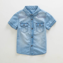 2016 new summer boy’s denim shirts cotton denim children’s shirts kids boy’s summer clothing 3-10 year old 16359