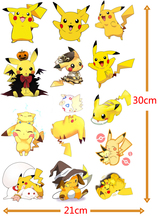 Free Shipping (8 pieces/lot) Pokemon Cartoon PVC Sticker Pocket Monster Lovely Pikachu Eevee High Quality Decoration A4 Stickers