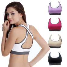 2015 Hot new Women Yo ga Athletic Sports Bras Female Crop Tops Seamless Racerback Padded Vest