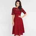 Vestidos Womens Elegant Sexy Lace See Through Tunic Casual Club Bridesmaid Mother of Bride Dress Skater