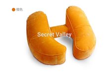 Alta calidad almohada de viaje hinchable, H forma, alta calidad flocado surfece, válvula grande, paquete pequeño(China (Mainland))
