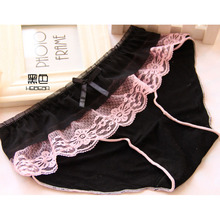 2015 Girl Series Charcoal candy-colored lace panties, underwear women sexy underwear cute bow Women’s panties