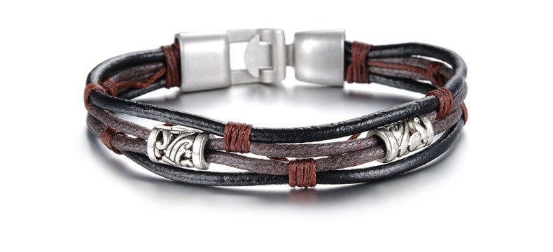OPK Handmade Multi-Layer Man Bracelet New Fashion Leather Punk Rock Jewelry For Men Vintage Design Accessories Christmas Gifts OPK Handmade Multi-Layer Man Bracelet New Fashion Leather Punk Rock Jewelry For Men Vintage Design Accessories Christmas Gifts