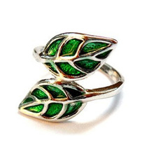 Wholesale 2015 New Fashion Movie the Lord of the rings Silver Plated Vintage Leaves Ring R377