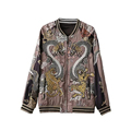 Hip Hop Harajuku Women Bomber Jacket 2016 Autumn Winter New Fashion Punk Dragon Tiger Embroidery Jacket