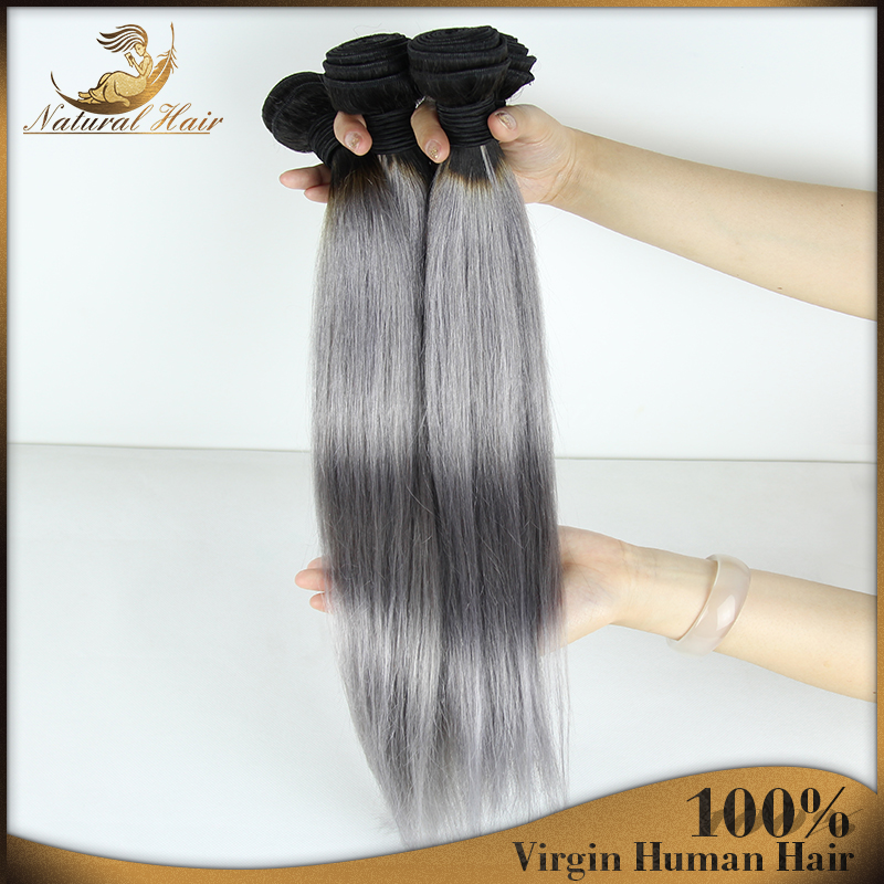 Peruvian Ombre Straight Virgin Hair 3pcs Lot 1b/grey Two Tone Human Hair Bundles 8-30inch Mixed Length Good Quality
