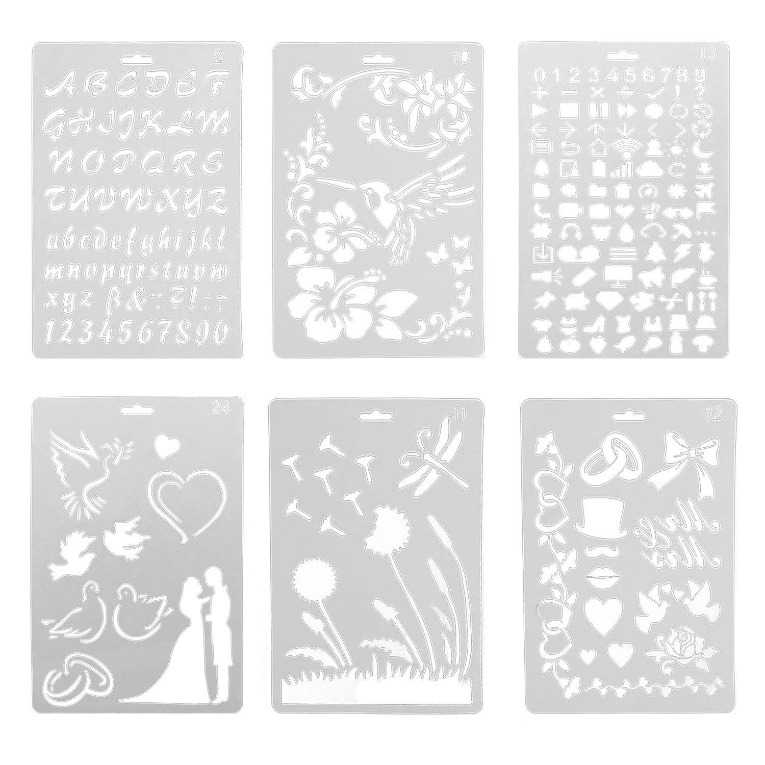 9X Plastic Hollow out Drawing Painting Stencil Templates for Kids Crafts DIY