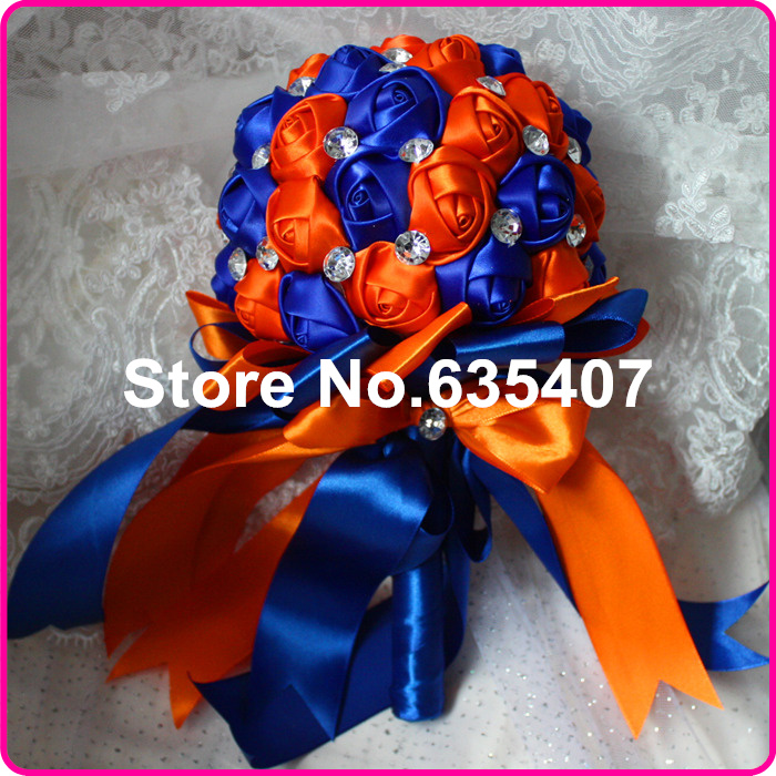 Natural Touch Bouquet Blue Calla Lily Orange Rose