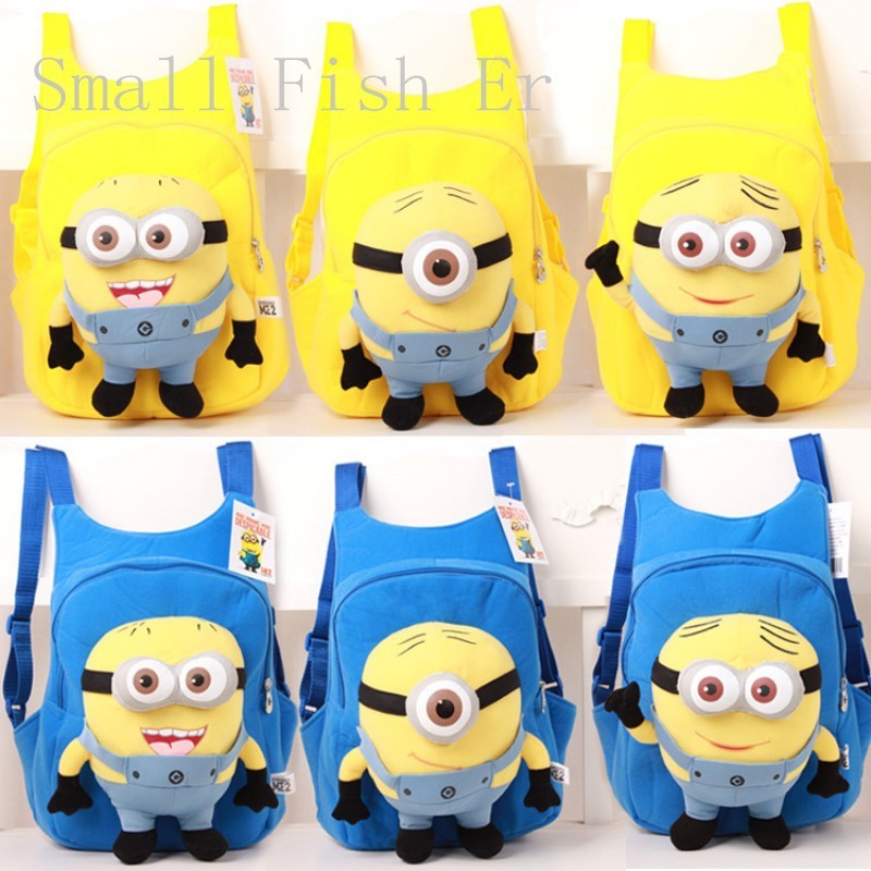 3D eyes Despicable Me Minion Plush Backpack Cartoon children\'s Stationery backpack (8)
