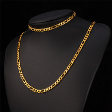 18K Real Gold Plated Necklace With 18K Stamp Men Jewelry Wholesale Free Shipping 3 Sizes New
