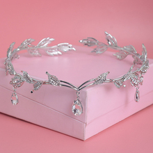 Crystal Crown Bridal Hair Accessory Wedding Rhinestone Waterdrop Leaf Tiara Crown Headband Frontlet Bridesmaid Hair Jewelry