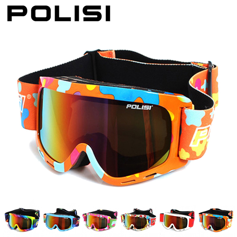 POLISI Children Kids Ski Snow Snowboard Goggles Anti-Fog UV400 Outdoor Skiing Glasses Winter Snowmobile Skate Eyewear, 6 Colors