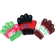 Children Kids Toddlers Letter Print Full Finger Winter Gloves Mittens Boys Girls Free Shipping