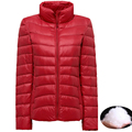Large Size Thin Solid Duck Down Short Slim Looking Hooded Female Overcoat Ten Different Colors Multiple