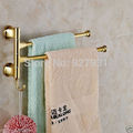 Free Shipping Wholesale And Retail Classic Wall Mount Gold plate Double Towel Rack Rotate Rod Towel