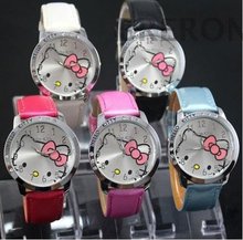2015 NEW HOT Sale LOW Price Fashion Girls Cute Cartoon Watch Hello Kitty Watches Woman Children Quartz Watch Mix Color