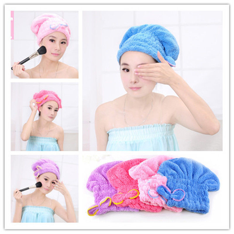 Womens Girls Lady s Magic Quick Dry Bath Hair Drying Towel Head Wrap Hat Makeup cosmetics
