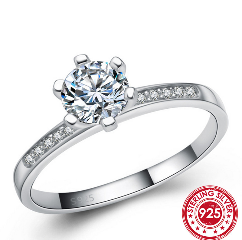 100-Real-Solid-925-Sterling-Silver-Ring-Diamond-Zircon-Engagement ...
