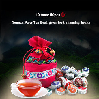 50pcs different Kinds flavors Chinese yunnan puer tea puer ripe pu er tea bag gift the