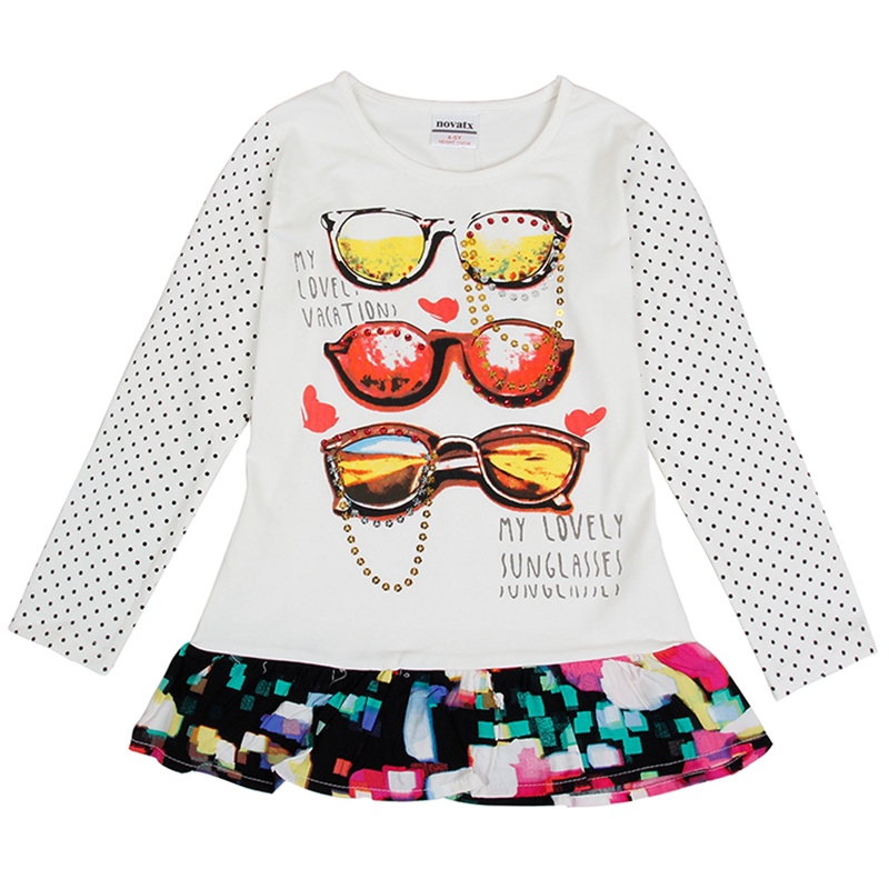 children clothes girl t shirt printed glasses girls clothes children t shirts kids clothes girls clothing in spring/autumn F6672