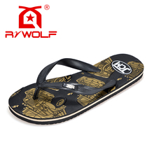 Rzwolf 2016 new design top quality unique printed non-slip EVA beach flip flops slipper men