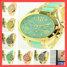 Nueva marca de lujo de oro de la aleación de ginebra Reloj relojes Mujer hombre Reloj Digital del cuarzo del diamante del Reloj de pulsera Casual Reloj de Mujer 56