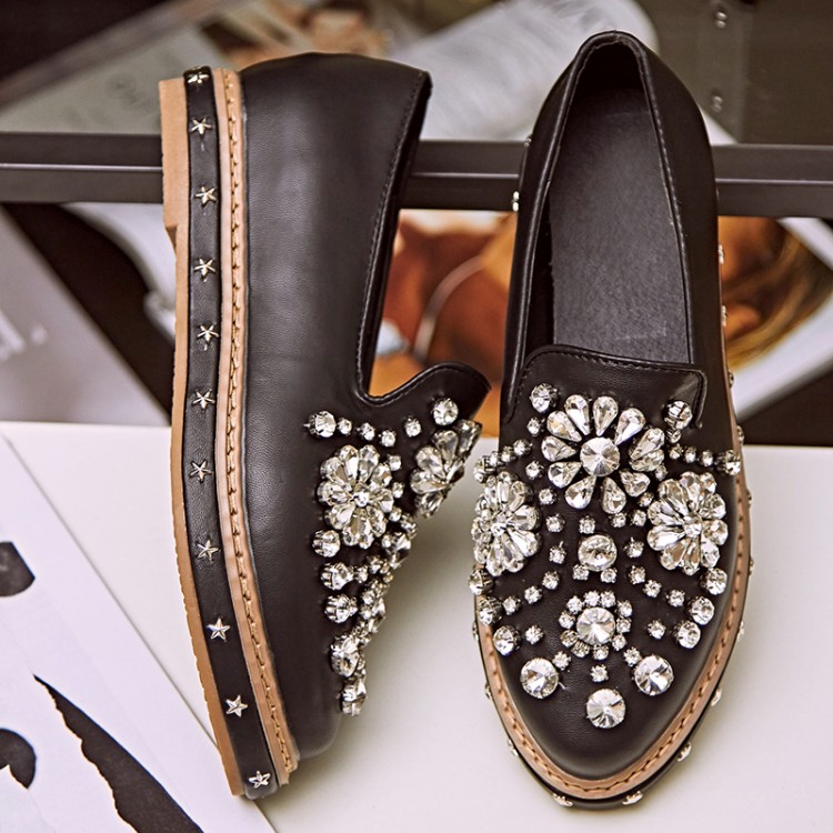 High quality 2016 new brand shoes woman fashion Rhinestone Women's Casual Shoes Platform flats comfortable Loafers zapatos mujer