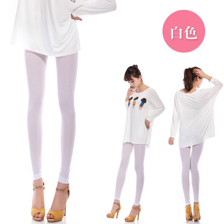 Manocean korean style Candy colors cotton thin middle waist soft solid translucent nine cents women leggings 102811 (3)