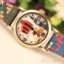 Women’s Vintage Faux Leather Denim Strap Band Analog Quartz Dress Wrist Watch