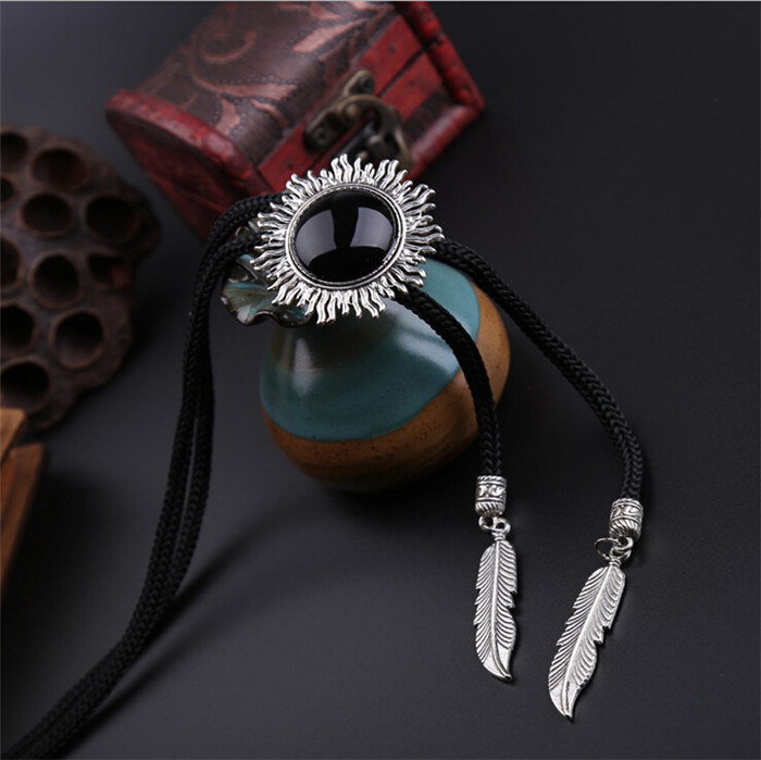 2015 new length Necklace jewelry plum blossom time gem men neck bolo tie Poirot tie cowboy girl rope tie novelty free shipping