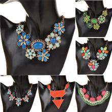 New Fashion Crystal Acrylic Statement Collar Necklace Jewelry for Women 2015  Vintage Retro Copper Shourouk Necklaces & Pendants